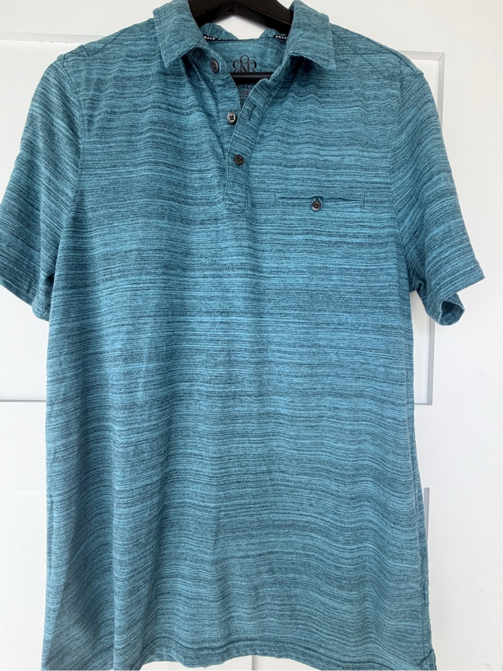 Rock & Republic Teal Heather Short-Sleeve Polo Large (Tall)